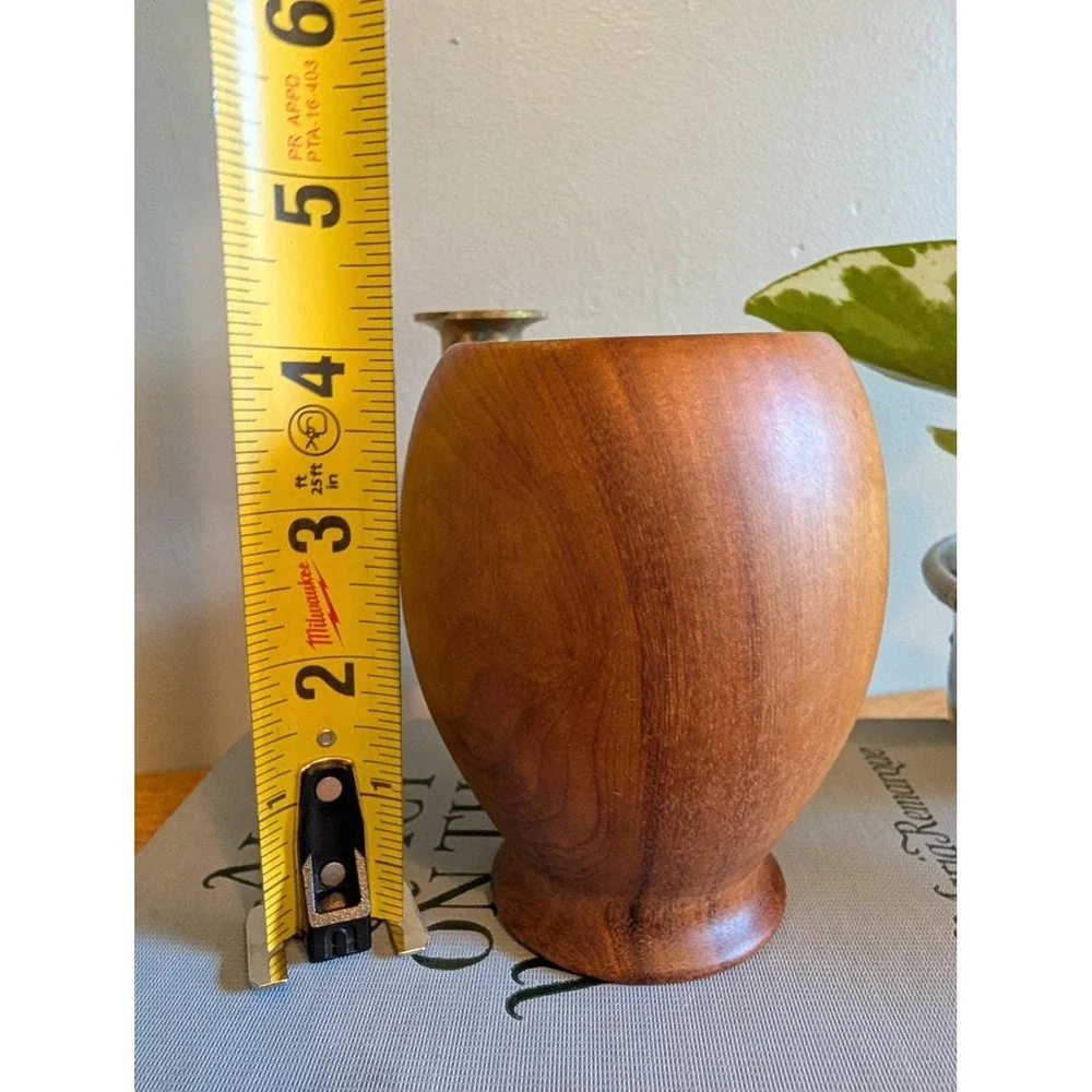 Vintage MCM Myrtlewood Vase Hand Turned Wood Bend Oregon‎ 4.25in Ralph A Bailey
